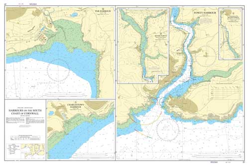 Harbours on the South Coast of Cornwall Nautical Chart Poster