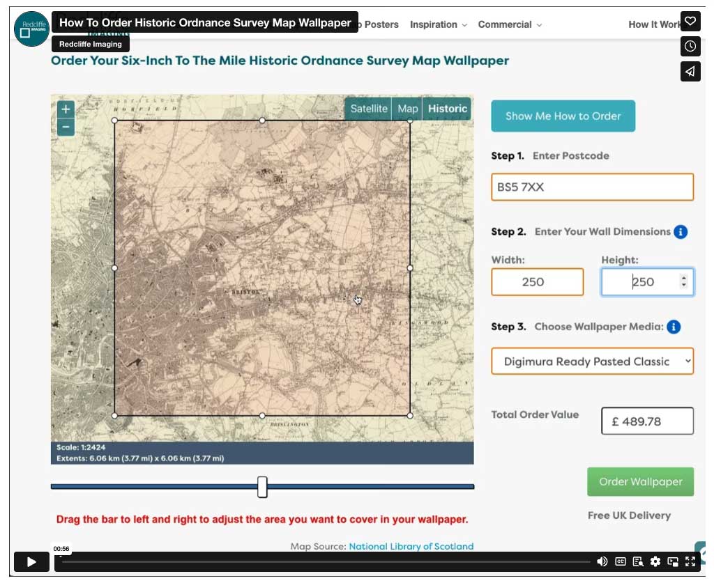 how to create Ordnance Survey historic map wallpaper
