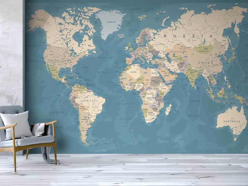 World Map Wallpaper Textography World Map Wallpaper For Office School and  Educational Purposes Non Tearable Washable Long Life Peel and Stick  Wallpaper World Map Wallpaper By Walls and Murals  20 X 30 Inch 