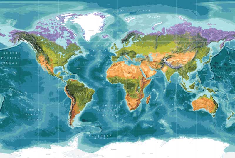 Bathymetric World Map