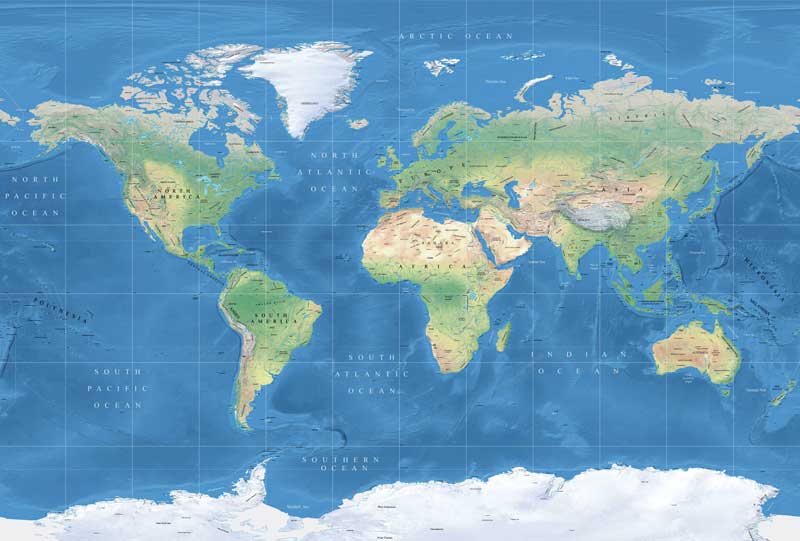 Miller Physical World Map