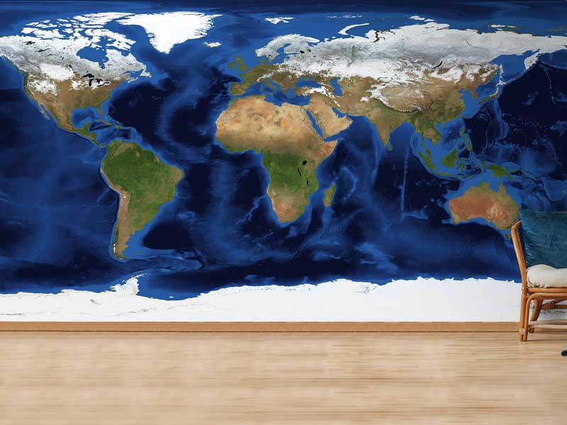 NASA Visible Earth Bathymetric World Map Mural