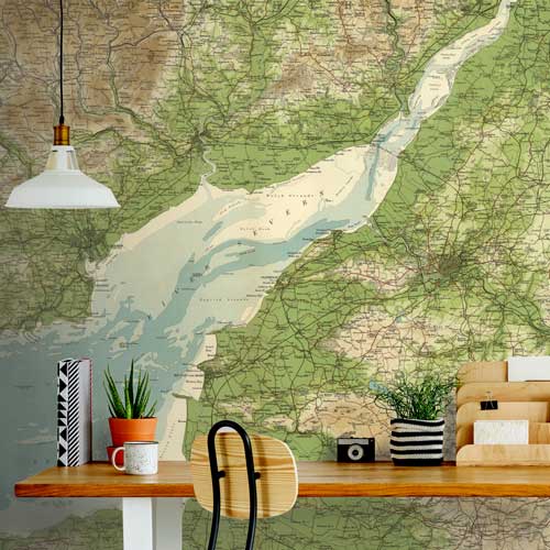 Historic Bartholomew Half-Inch to the Mile Map Wallpaper